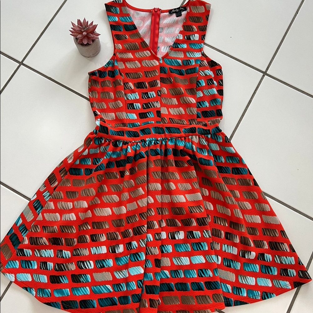 •Red Zippered Up Dress•
